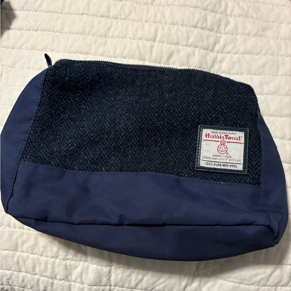 Harris Tweed Navy and Black Toiletry Bag